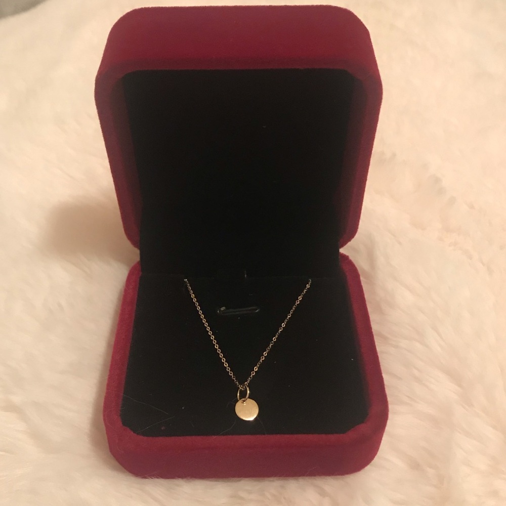 14k Solid Gold Chain Necklace & disc pendant